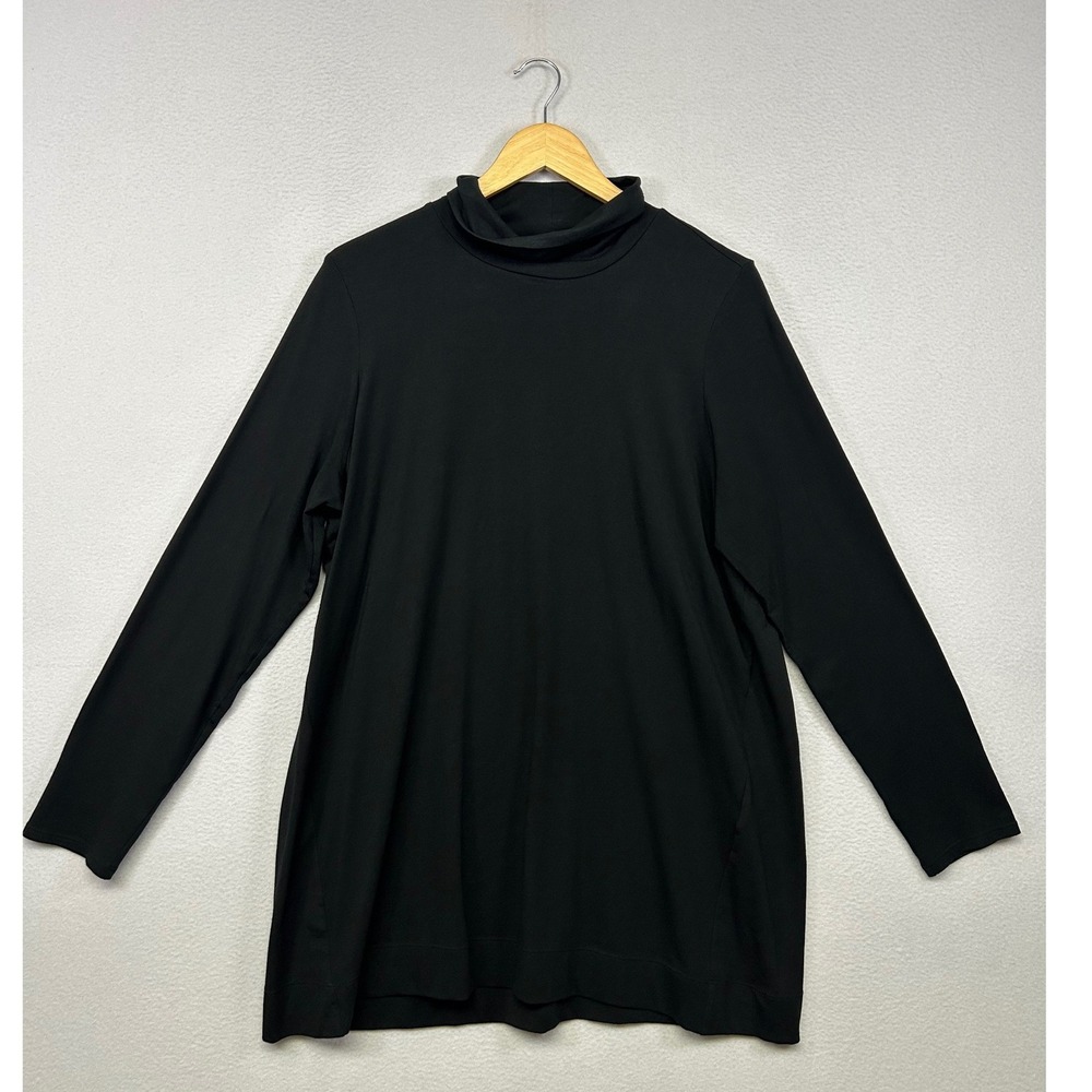 Minimalist Classic J.Jill Women Large Black Luxe Supima Turtleneck Tunic Top